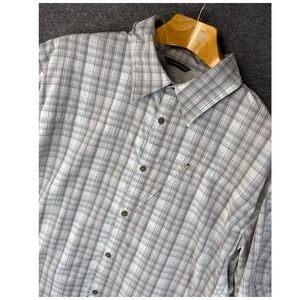 Mountain Hardwear Sunblocker Short Sleeve Plaid Button Up Shirt Men Size XL Vent